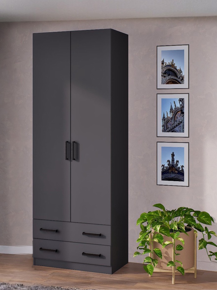 УЦЕНКА Шкаф платяной Дуэт, 800×480×2200, серый графит - Фото 1
