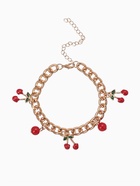 Браслет на цепи «Вишневый рай», малые, красный в золоте - Фото 1