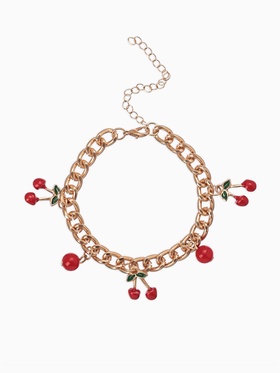 Браслет на цепи «Вишневый рай», малые, красный в золоте