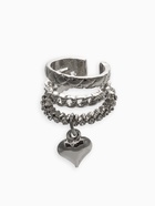 Кафф «Стиль. Сердце», стеганое, белые в серебре - Фото 1