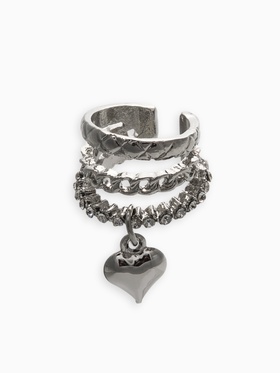 Кафф «Стиль. Сердце», стеганое, белые в серебре 10905942