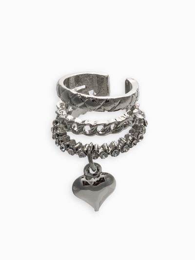 Кафф «Стиль. Сердце», стеганое, белые в серебре