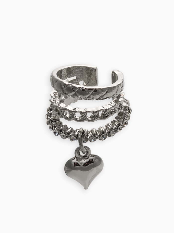 Кафф «Стиль. Сердце», стеганое, белые в серебре - Фото 1