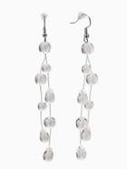 Серьги на леске «Капля росы. Веточка», белые в серебре - фото 809381906