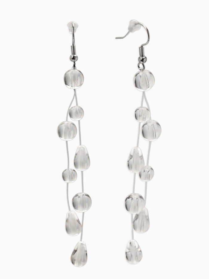 Серьги на леске «Капля росы. Веточка», белые в серебре - Фото 1