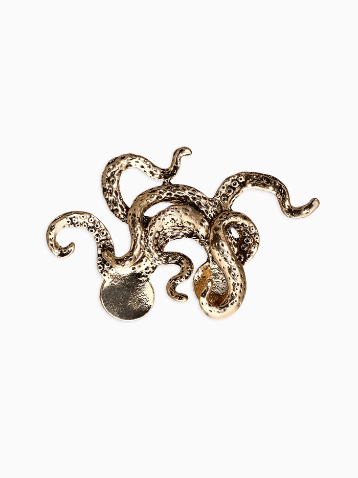 Брошь для кармана «Осьминог», цвет чернёное золото