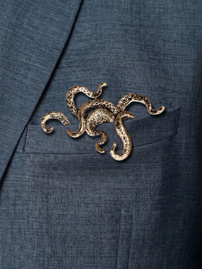 Брошь для кармана «Осьминог», цвет чернёное золото - Фото 1