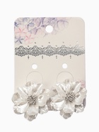 Клипсы «Цветочки», белая в серебре (комплект 2 шт) - фото 63635587