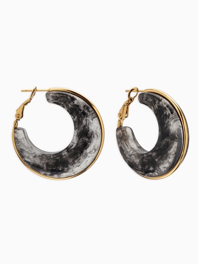 Серьги-кольца акрил «Тренд», чёрные в золоте