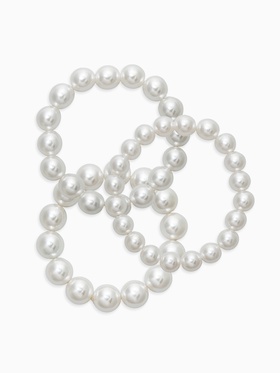 Браслет «Бусины жемчуга», набор 3 шт. №10.12.14, белый