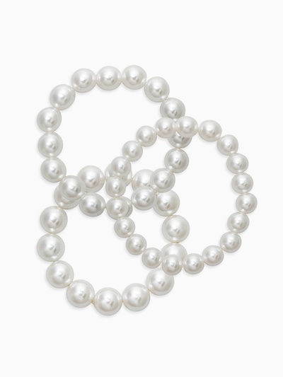 Браслет «Бусины жемчуга», набор 3 шт. №10.12.14, белый