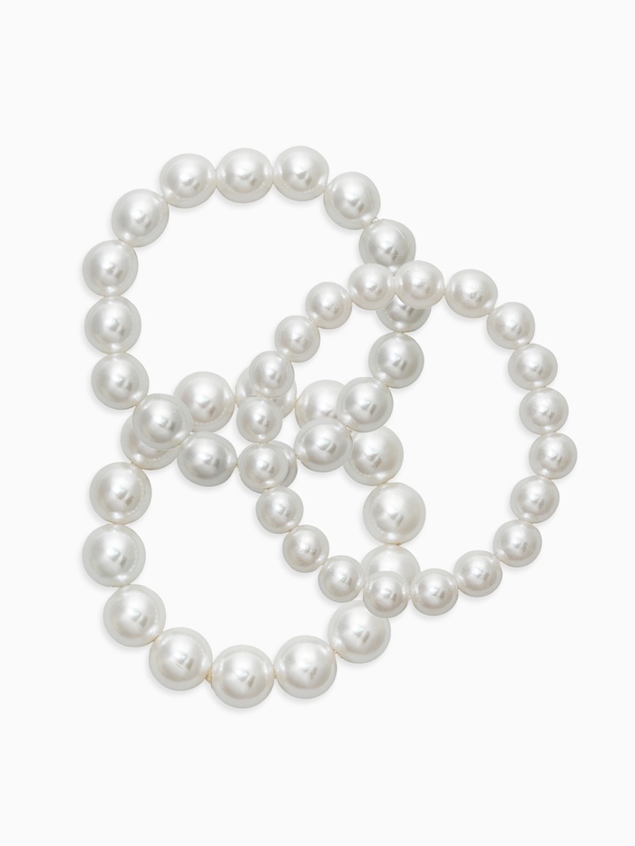 Браслет «Бусины жемчуга», набор 3 шт. №10.12.14, белый - Фото 1