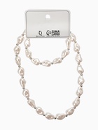 Набор 2 предмета: бусы, браслет «Жемчуг барочный. Капля», 40/18 см, белый в серебре 10936571