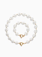 Набор 2 предмета: бусы, браслет «Жемчуг барочный. Ромб», 40/18 см, белый в золоте - Фото 1