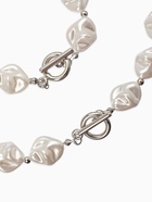 Набор 2 предмета: бусы, браслет «Жемчуг барочный. Ромб», 40/18 см, белый в серебре 10936575