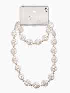 Набор 2 предмета: бусы, браслет «Жемчуг барочный. Ромб», 40/18 см, белый в серебре 10936575