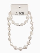 Набор 2 предмета: бусы, браслет «Жемчуг барочный. Ромб», 40/18 см, белый в серебре 10936575