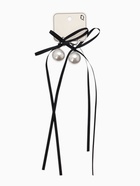 Серьги жемчуг "Бусина с бантиком", №16, цвет бело-чёрный в серебре - фото 63635665