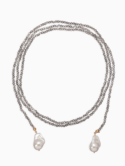 Бусы бисерные с подвесами жемчуг «Нить стекла», L=120 см, №2, серые