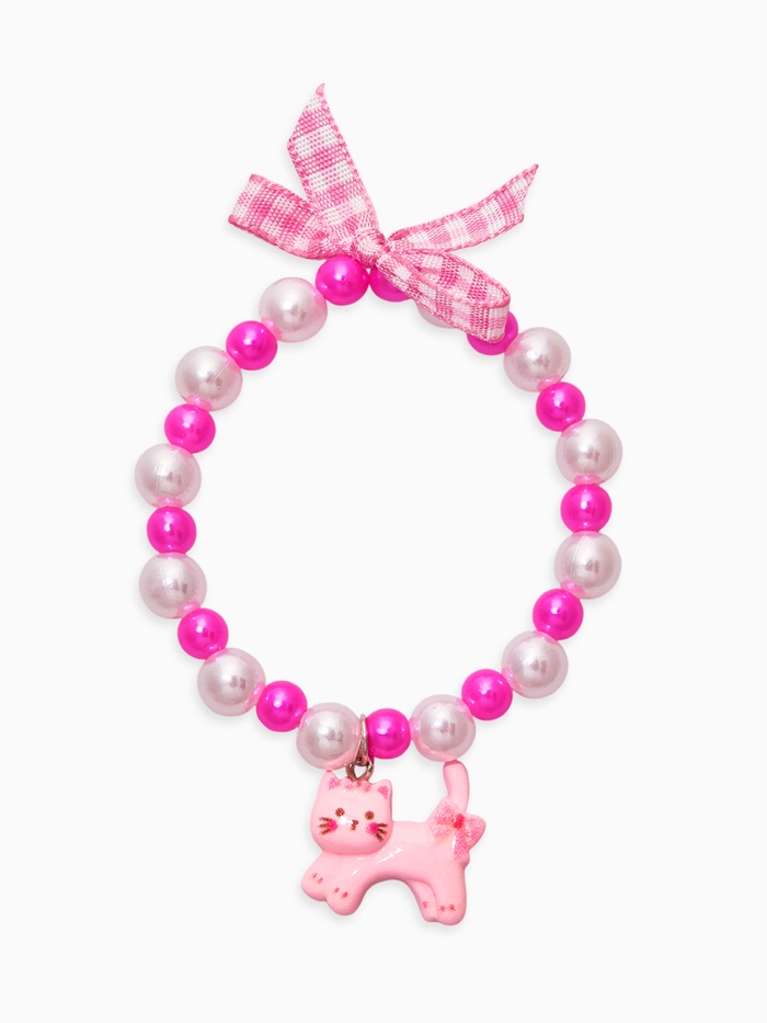 Браслет детский «Выбражулька. Котик, бант», белый, розовый