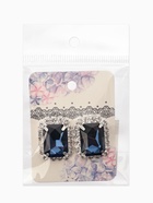 Серьги со стразами "Роскошь", прямоугольник, цвет тёмно.сине-белый в серебре - фото 809382137