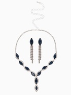 Набор 2 предмета: серьги, колье «Вечерний шик. Лепестки», белый, синий в серебре 10937457