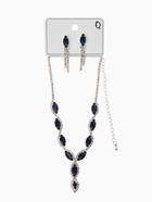 Набор 2 предмета: серьги, колье «Вечерний шик. Лепестки», белый, синий в серебре 10937457