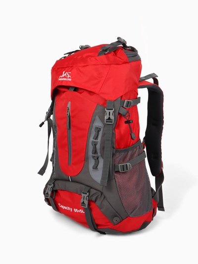 Рюкзак туристический, 65+5 литров, отдел на шнурке, 5 наружных карманов, 2 внутренних кармана, красный