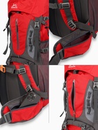 Рюкзак туристический, 65+5 литров, отдел на шнурке, 5 наружных карманов, 2 внутренних кармана, красный - Фото 2