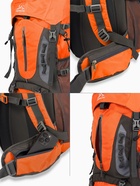 Рюкзак туристический, 65+5 литров, отдел на шнурке, 5 наружных карманов, 2 внутренних кармана, оранжевый - Фото 2