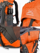 Рюкзак туристический, 65+5 литров, отдел на шнурке, 5 наружных карманов, 2 внутренних кармана, оранжевый - Фото 3
