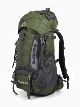 Рюкзак туристический, 65+5 литров, отдел на шнурке, 5 наружных карманов, 2 внутренних кармана, зелёный