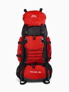 Рюкзак туристический, 90 литров, 6 наружных карманов, шнуровка, красный - Фото 5