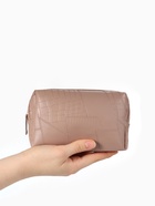 Косметичка ONE COLOR, на молнии, искусственная кожа, бежевая - Фото 4