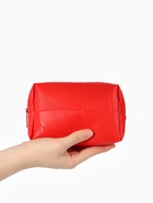 Косметичка ONE COLOR, на молнии, искусственная кожа, красная - Фото 2