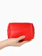 Косметичка ONE COLOR, на молнии, искусственная кожа, красная - Фото 3