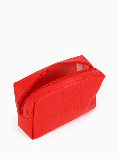 Косметичка ONE COLOR, на молнии, искусственная кожа, красная
