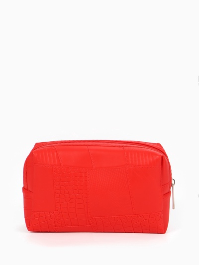 Косметичка ONE COLOR, на молнии, искусственная кожа, красная