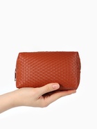 Косметичка универсальная, искусственная кожа, на молнии, коричневая - Фото 3