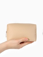 Косметичка универсальная, искусственная кожа, на молнии, бежевая - Фото 4