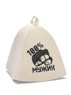 Шапка для бани с принтом "100% мужик", белая 10952616