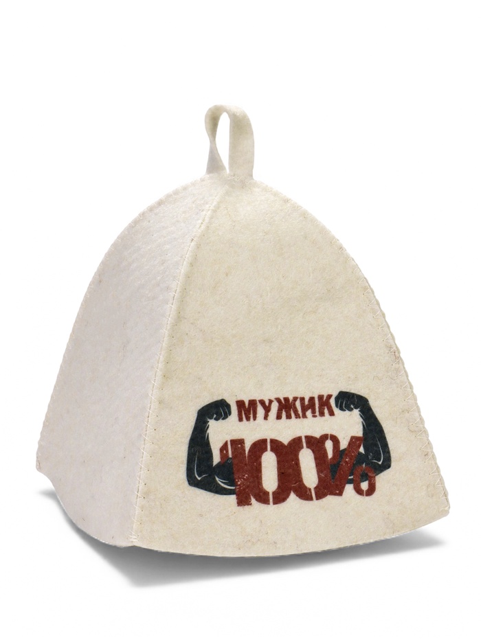 Шапка для бани и сауны «100% мужик. Мышцы», полиэфир, шерсть - Фото 1