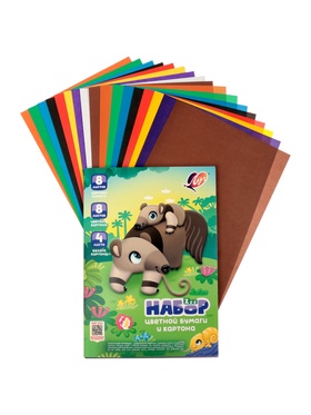 Набор цветной бумаги и картона Zoo. «Муравьед», А4, 20 листов (8 листов бумаги, 8 листов картона, 4 листа белого картона) 10963407