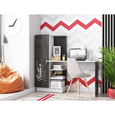 УЦЕНКА Стол компьютерный №1 Вега Позитив, 1450×500×1350, Белый/Бетон темный