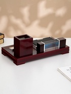 УЦЕНКА Набор настольный канцелярский 4 в 1 с часами, красное дерево - Фото 3