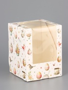 Коробка подарочная пасхальная с окном «Пасхальное чаепитие» 9.5×9.5×12.5 см 10967579