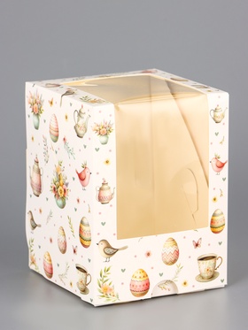 Коробка подарочная пасхальная с окном «Пасхальное чаепитие» 9.5?9.5?12.5 см (комплект 5 шт)