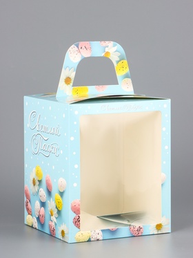 Коробка подарочная пасхальная с окном «Небесная голубая» 15?15?18 см (комплект 5 шт)