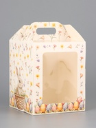 Коробка подарочная пасхальная с окном, с фронтальной загрузкой «Кролик в корзинке» 15×15×18 см 10967593