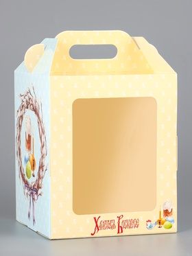 Коробка подарочная пасхальная с окном, с фронтальной загрузкой «Верба» 15?15?18 см (комплект 5 шт)